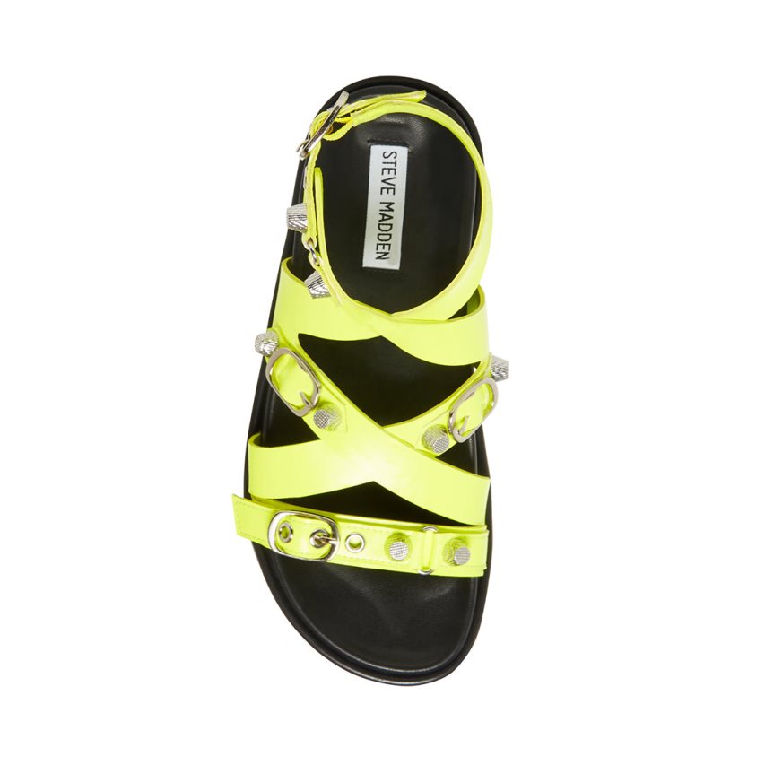 Green Steve Madden Brant Neon Women's Platform Sandals | PH 2960BLW